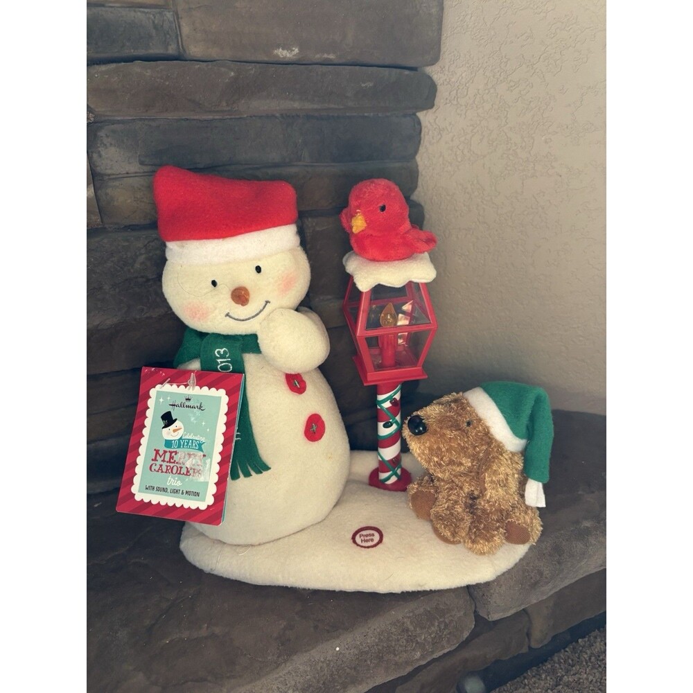 Hallmark 2013 Jingle Pals Merry Carolers Snowman Plush Dog Music Lights New